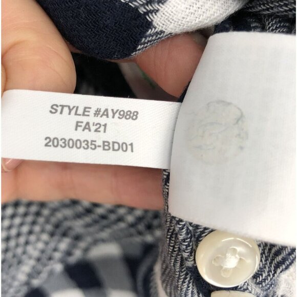 J.Crew Mens Slim Double-Weave Button Up Shirt M Navy White Gingham Cotton Preppy - Picture 5 of 7